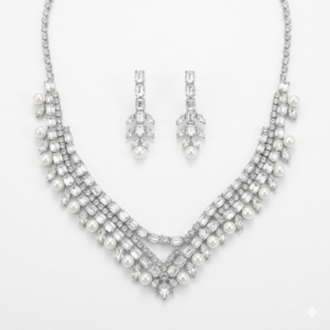 Exquisite Royal Blue Clover Motif Jewelry Set Product Overview