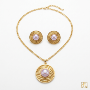 Vintage-Style Gold & Lavender Pearl Jewelry Set