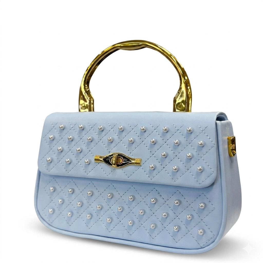 Elegant Pearl Handle Tweed Mini Bag - Image 6