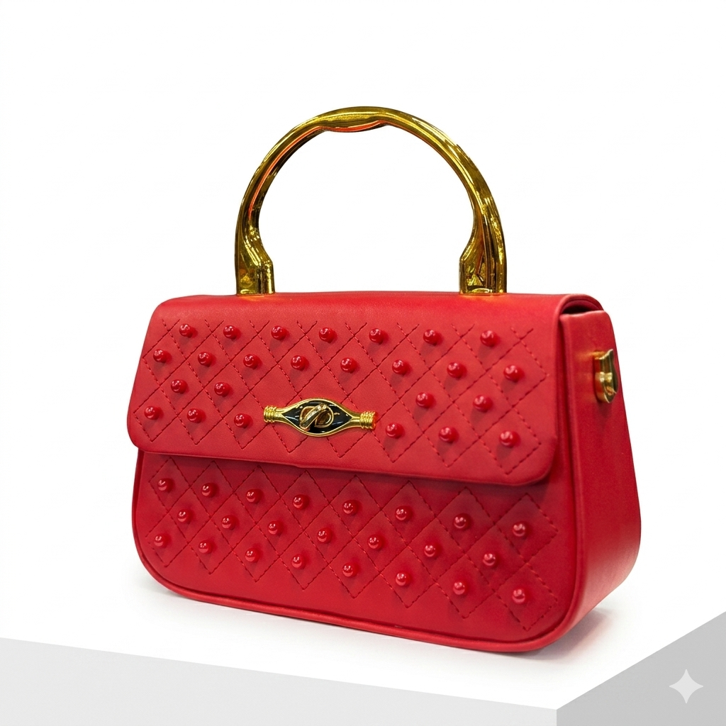 Elegant Pearl Handle Tweed Mini Bag - Image 3