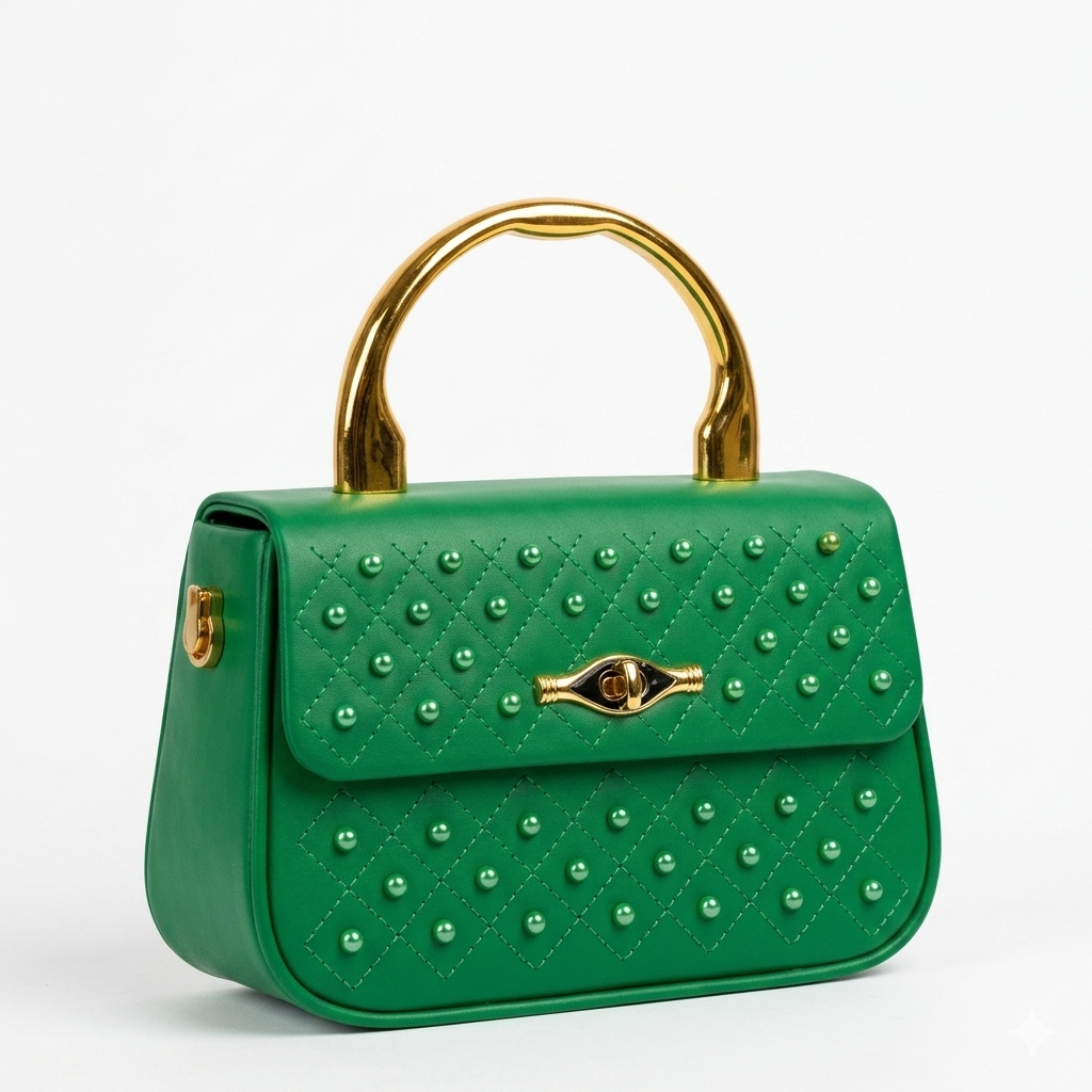 Elegant Pearl Handle Tweed Mini Bag - Image 4