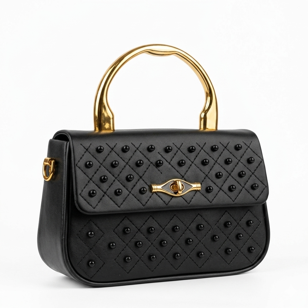 Elegant Pearl Handle Tweed Mini Bag - Image 7