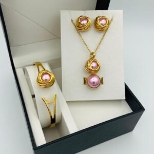 Pink Pearl Knot Jewelry Set
