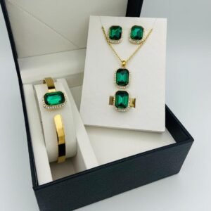 Emerald-Green Gemstone Jewelry Set