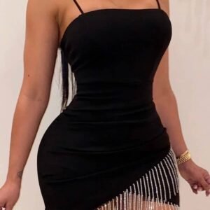 Rhinestone Fringe Bodycon Mini Dress